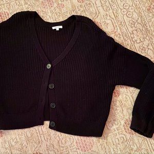 Vetta Capsule Chunky Cropped Cardigan, Black, Size S